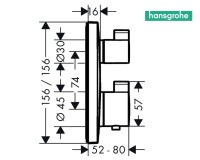 MEDIDAS TERMOSTATICA BAÑO-DUCHA EMPOTRADA ECOSTAT SQUARE HANSGROHE